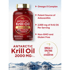 Carlyle Antarctic Krill Oil 2000mg | 120 Softgels | Maximum Strength | Omega-3 EPA, DHA, with Astaxanthin | Supplement Sourced from Red Krill | Laboratory Tested | Non-GMO and Gluten Free