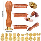 Draupnir Wax Seal Stamp Kit, 21pcs Vintage Classic Sealing Wax Stamp Heads with Wooden Handle, Gold, Ideal for Wedding, Party Invitations, Gift Wrapping