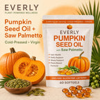 Everly Pumpkin Seed Oil with Saw Palmetto, Cold-Pressed Virgin 60 Softgels