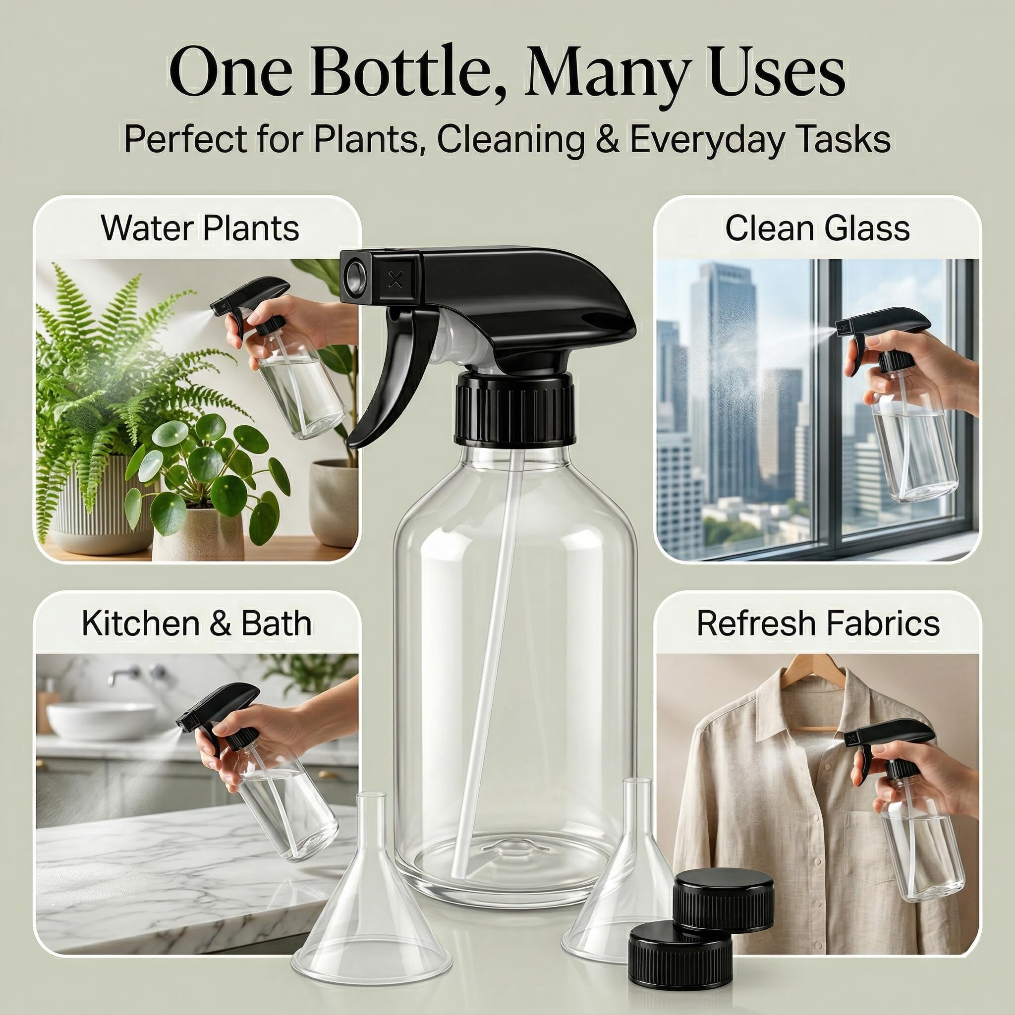 SUPER+ 2 Pack Plastic Spray Bottles 10 OZ – Leak Proof, Adjustable Nozzle, Empty Spray Bottles For Cleaning Solutions, Plants, Pet, Or Diy Spray Bottle