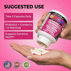 Clean Nutraceuticals Vaginal Probiotics for Women with Cranberry, D-Mannose, Prebiotics, pH Balance Support, Feminine Health, Urinary Tract Cleanse – Capsule Alternative to Gummies – 60 Count