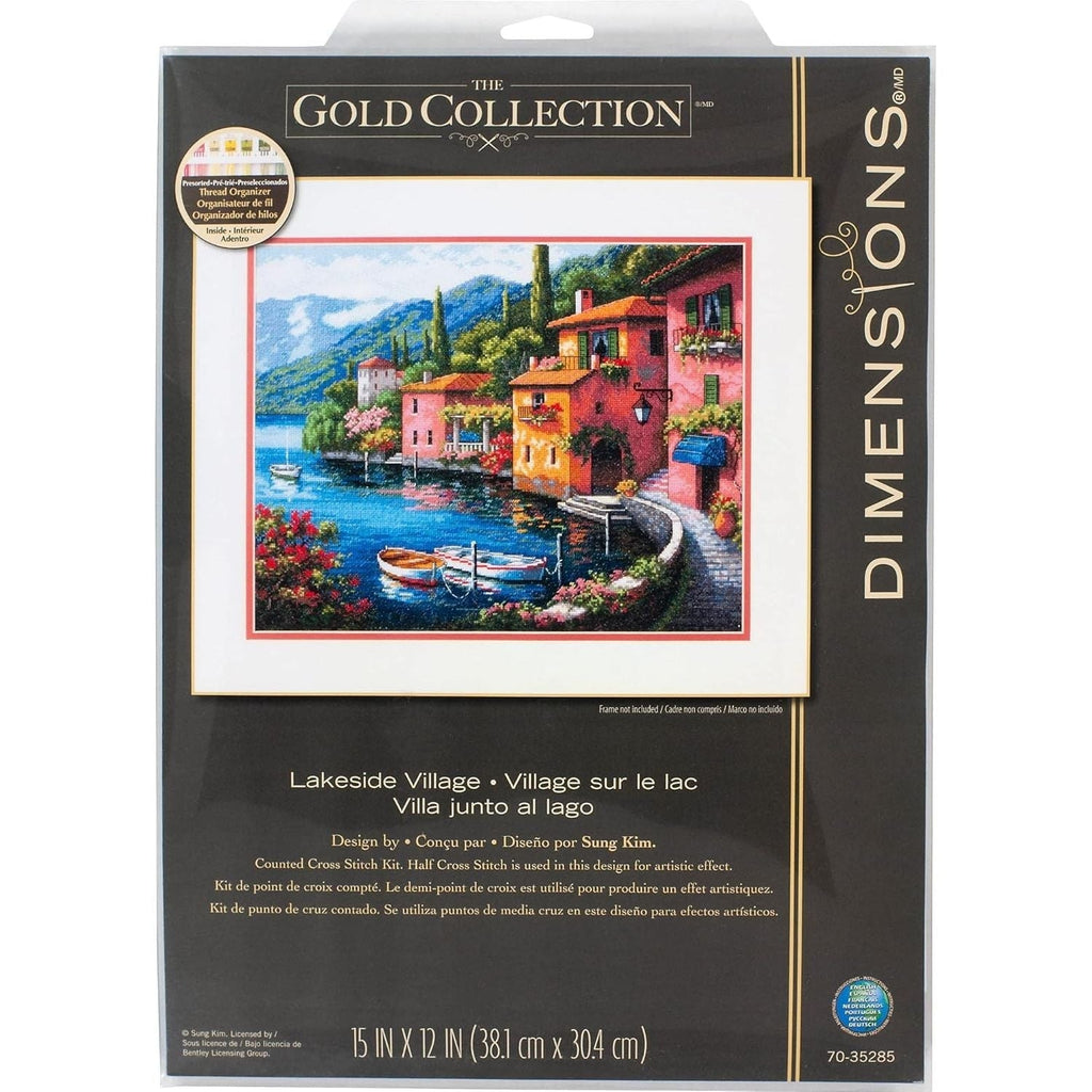 Buy now Dimensions Gold Collection Counted Cross Stitch Kit, Parrot Tulips, 14 Count Black Aida, 12'' x 15'' Lakeside Village at indiglob india