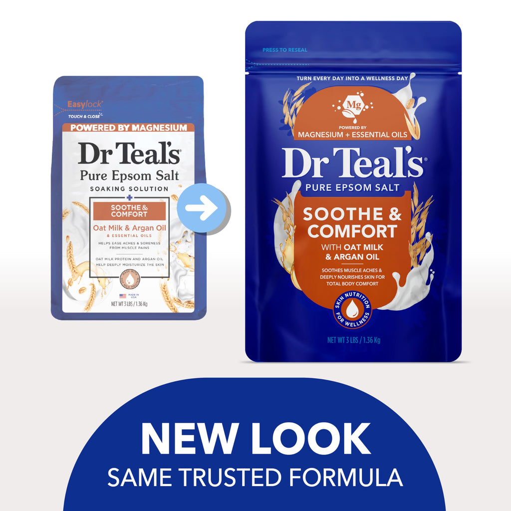 Dr Teal's Epsom Salt Magnesium Soak, Soothe & Comfort with Oat Milk & Argan Oil, 3 lbs
