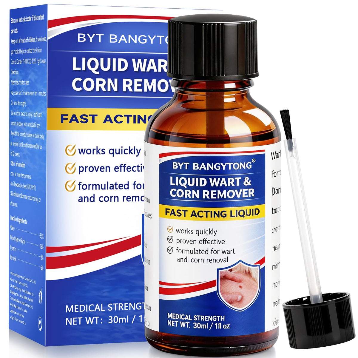 Wart Remover Liquid - Gentle Formula for Plantar Warts, Common & Corn on Feet, Hands and Other External Areas - Salicylic Acid - NET WT: 30ml/ 1fl oz