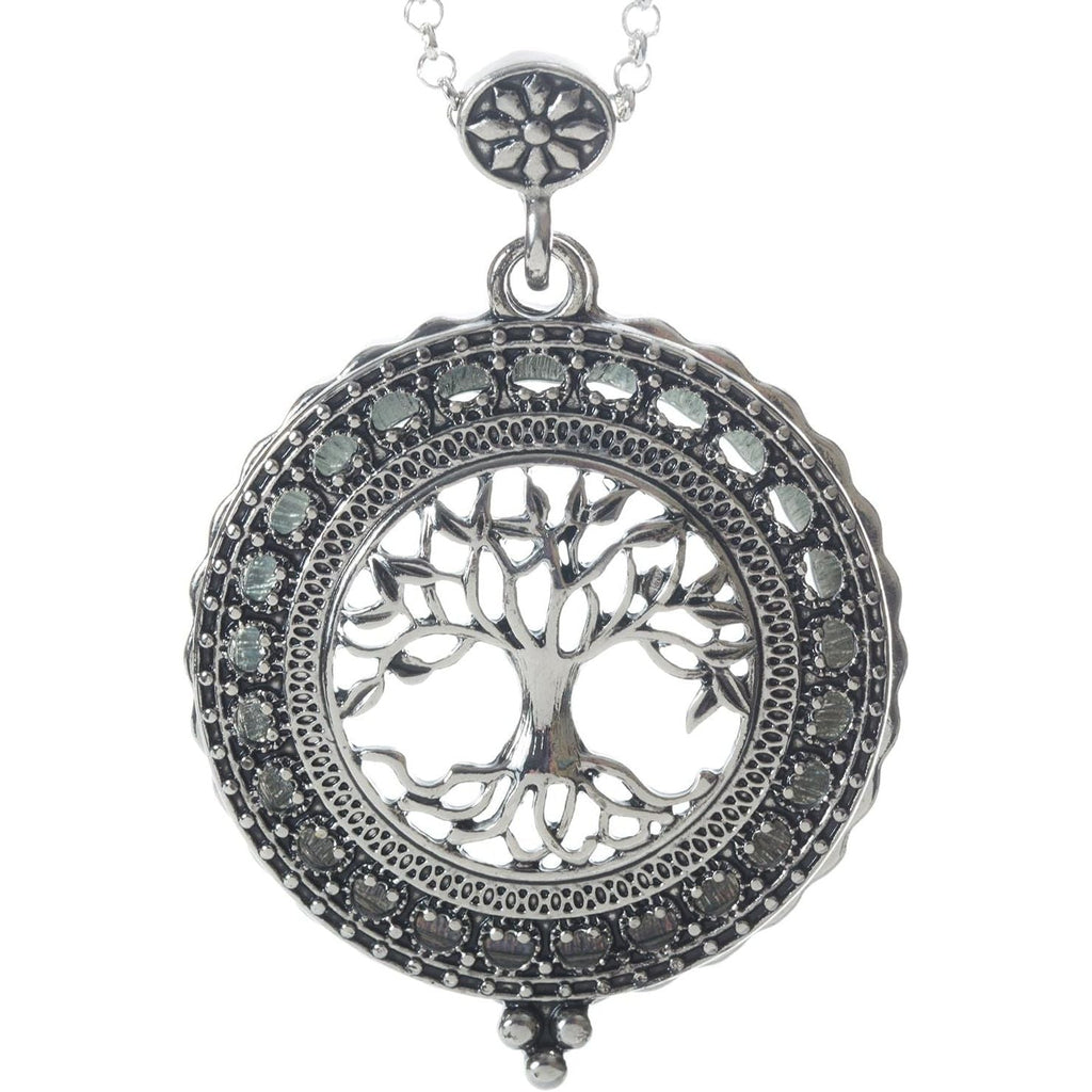Buy now Artisan Owl Tree of Life 4x Magnifier Magnifying Glass Sliding Top Pendant Necklace, 30" at indiglob india