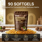18-in-1 Black Walnut Wormwood - Herbal Wellness Blend with Clove, Garlic, Turmeric, Pumpkin Seed, Oregano, Berberine & More, Daily Digestive & Gut Balance Support Supplement - 90 Softgels