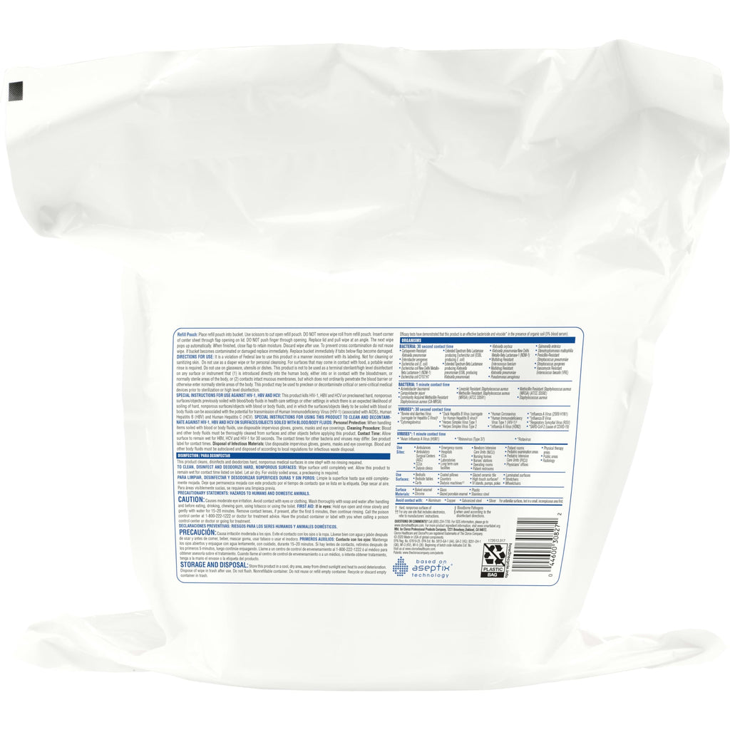 Buy now Clorox Healthcare Hydrogen Peroxide Cleaner Disinfectant Wipes, 12" x 11", Refill for Bucket, 185 Count (Package May Vary) at indiglob india