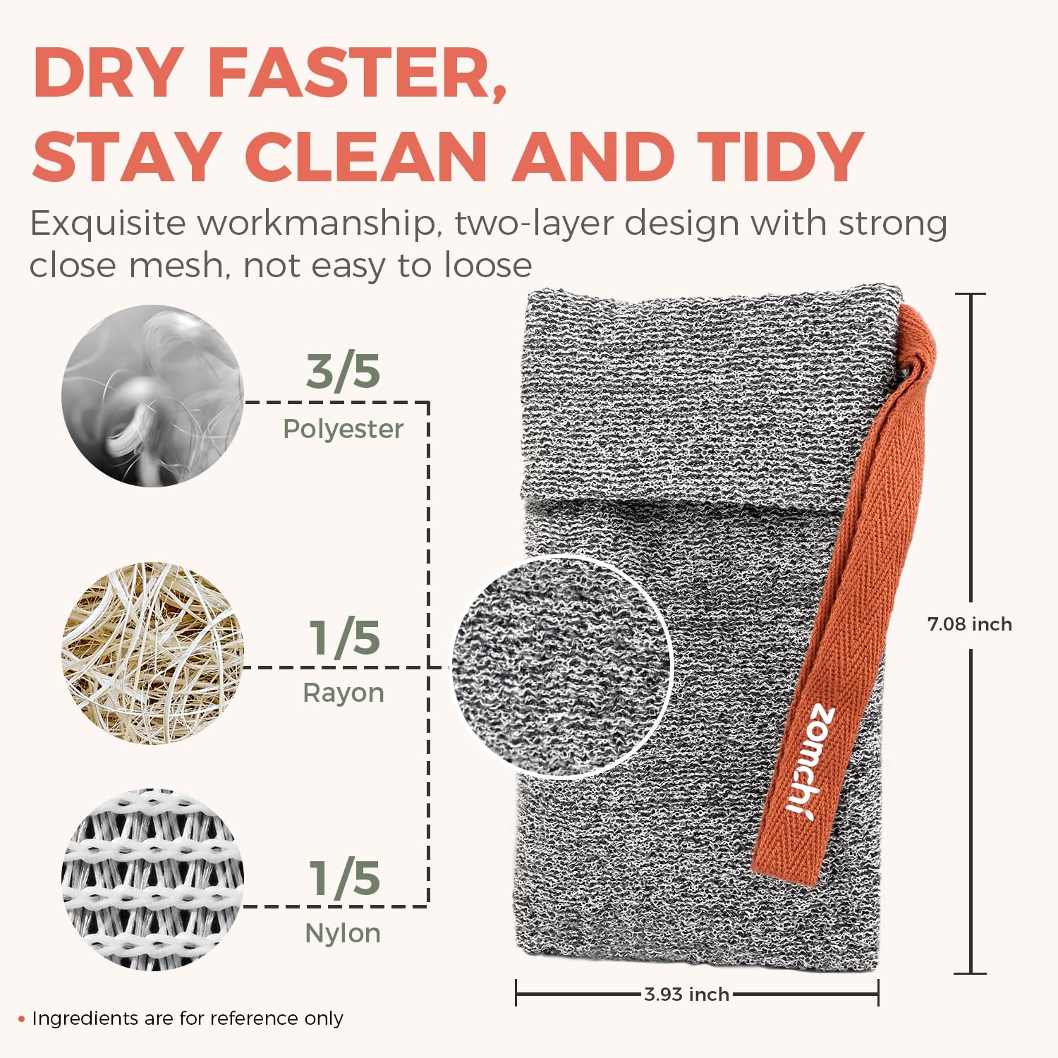 ZOMCHI Soap Saver Bags for Bar Soap, 2 Pack, Deep Texture Grey | Nylon Mesh Helps Create Rich Lather, Hanging Loop, Quick Drying Design, Roomy Pouch For Bath And Shower Routines