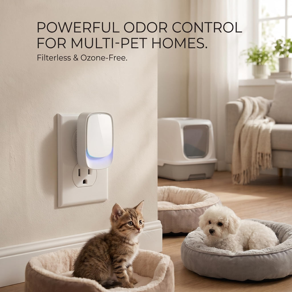 Cat Litter Odor Deodorizer, Plug In, Safe Air Purifier for Pets