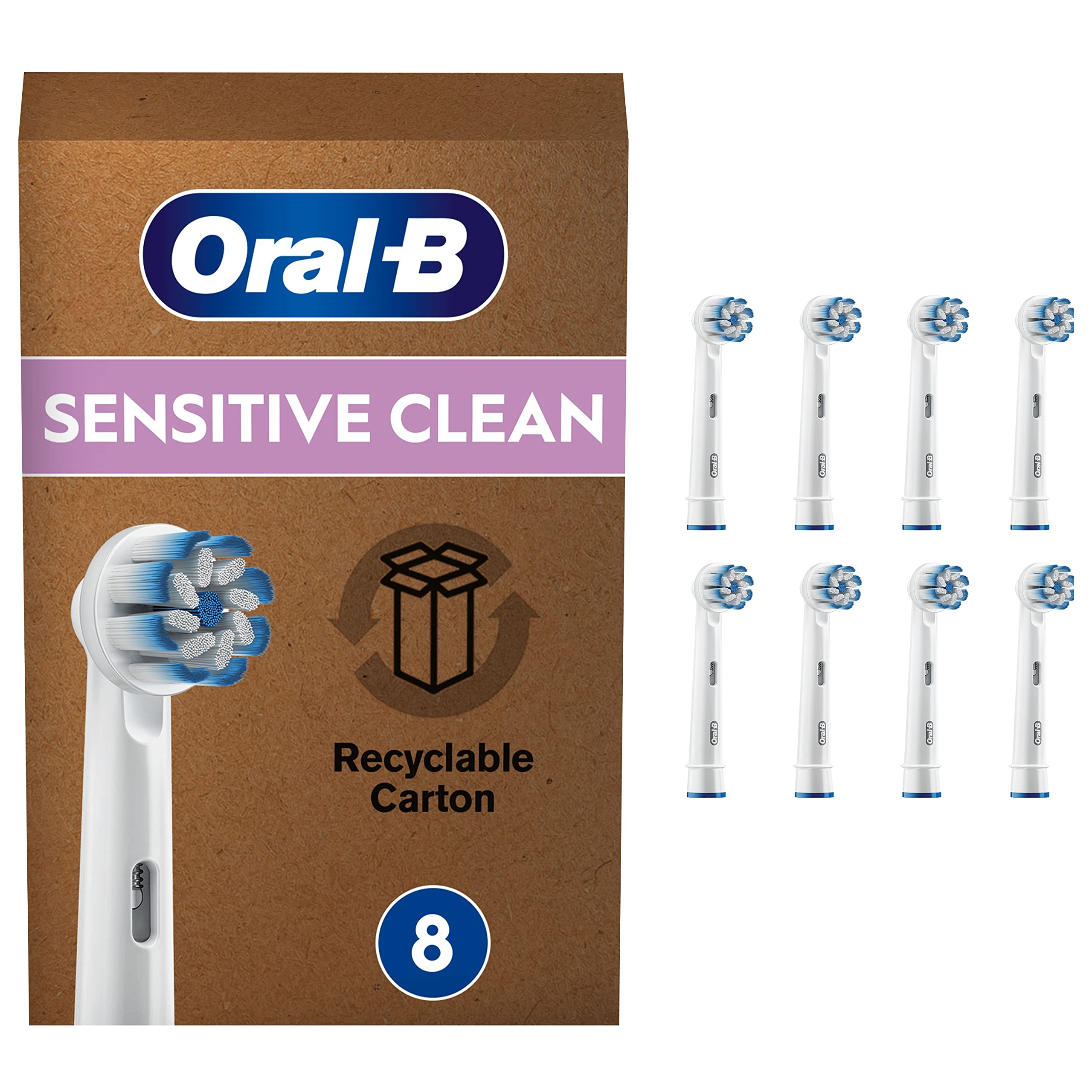 Buy now Braun Oral-B 4210201320180 Sensitive Clean Toothbrush Heads for Our Gentle Cleaning, in Letterbox Packaging Pack of 8 at indiglob india