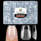 Luckyfairy Extra Short Square Fake Nails, Soft Gel Pre-Shaped Acrylic XS Short Square Nail Tips, Half Matte Full Cover Clear Press on Flase Nail Tips for Nail Extension Home DIY 240pcs/12 Sizes