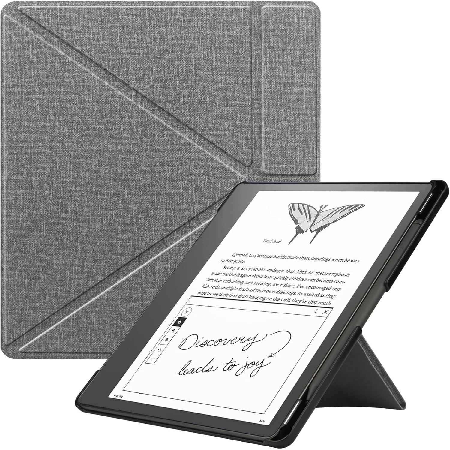 Buy now KuRoKo Slimshell Case for Kindle Scribe (2024/2022 Released), Premium Lightweight PU Leather Stand Cover with Auto Sleep/Wake for 10.2 inch Amazon Kindle Scribe 2024(1st Gen)/2022-Black Grey at indiglob india