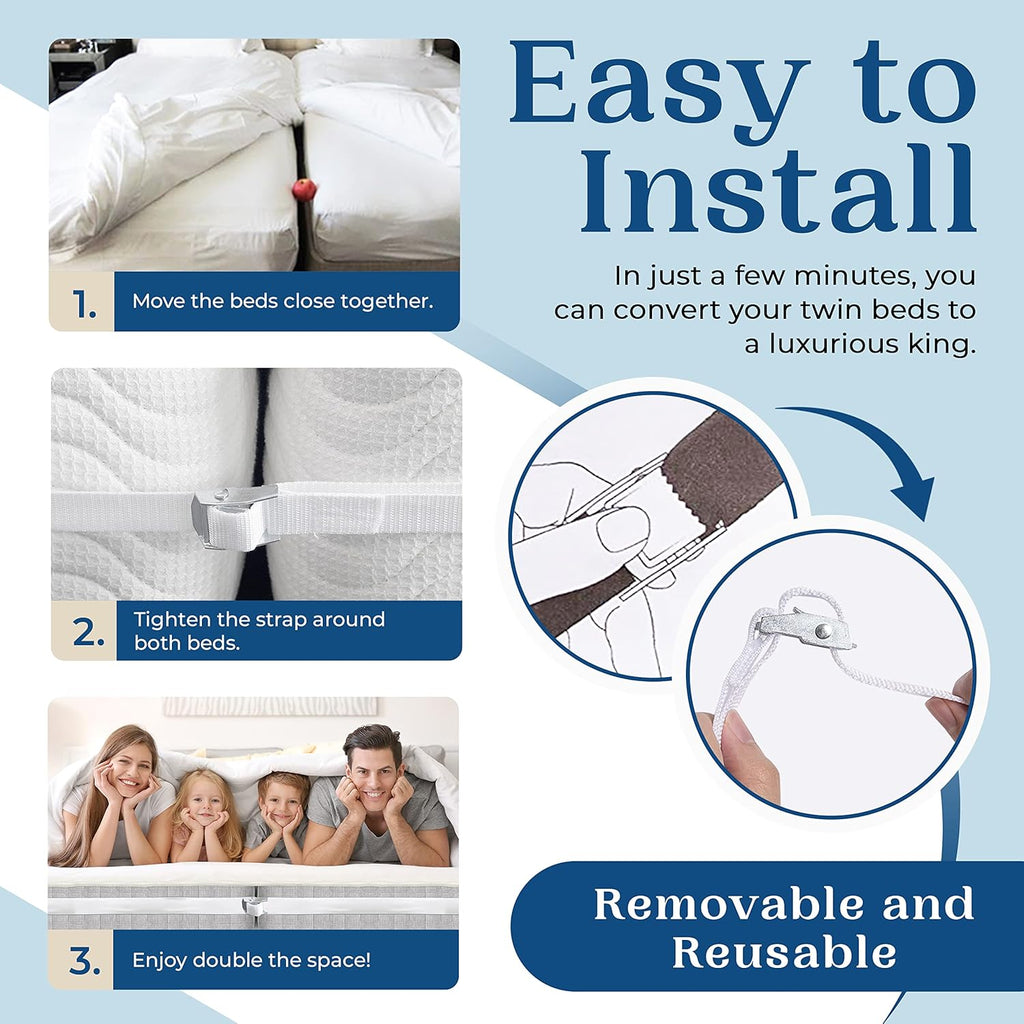 Buy now FeelAtHome Twin Bed Converter - Twin to King Mattress Joiner, 33ft Long Connecting Strap at indiglob india