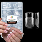 Luckyfairy Extra Short Square Fake Nails, Soft Gel Pre-Shaped Acrylic XS Short Square Nail Tips, Half Matte Full Cover Clear Press on Flase Nail Tips for Nail Extension Home DIY 240pcs/12 Sizes