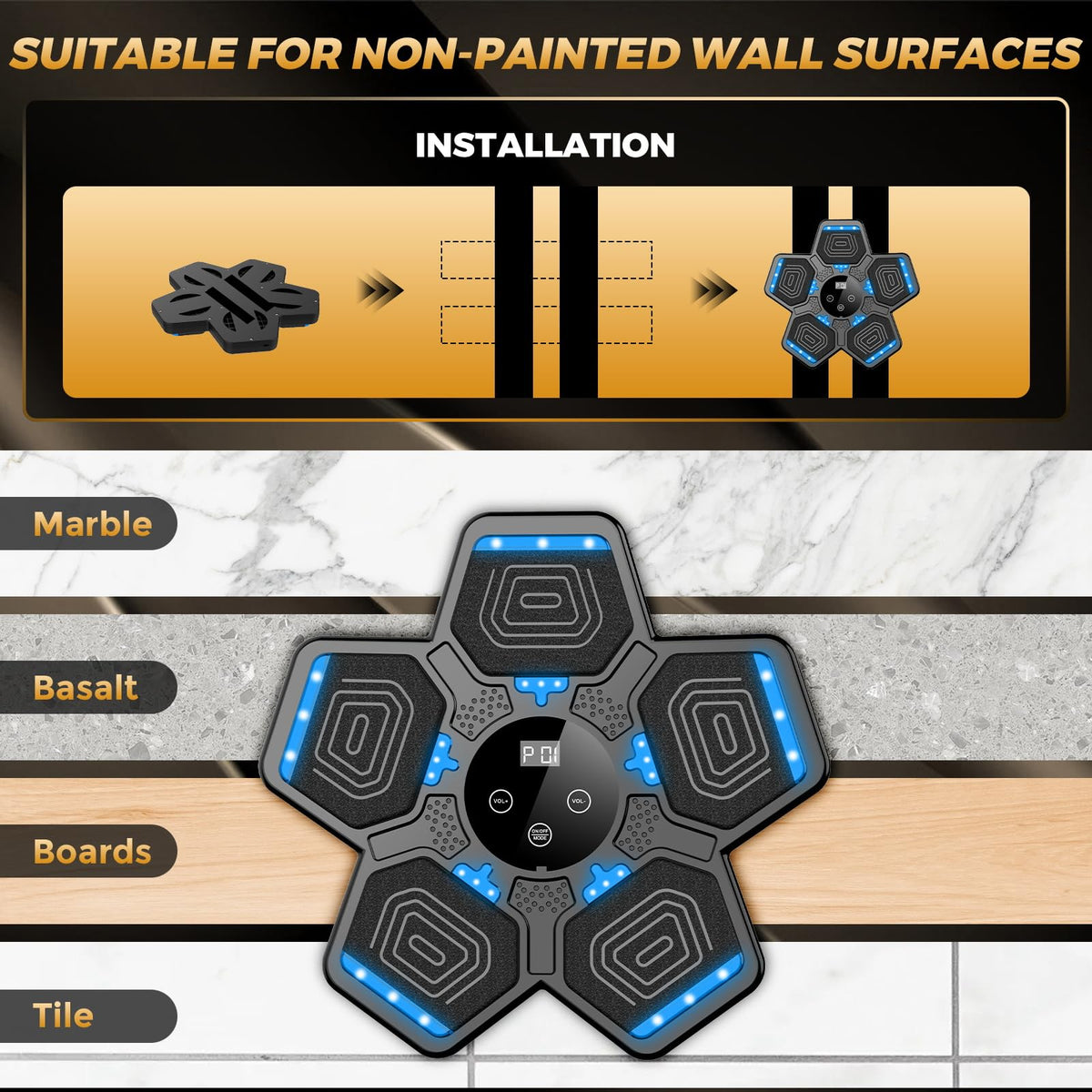 Music Boxing Machine, Wall Mounted Bluetooth Punching Pad with Gloves