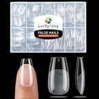 Luckyfairy Extra Short Square Fake Nails, Soft Gel Pre-Shaped Acrylic XS Short Square Nail Tips, Half Matte Full Cover Clear Press on Flase Nail Tips for Nail Extension Home DIY 240pcs/12 Sizes
