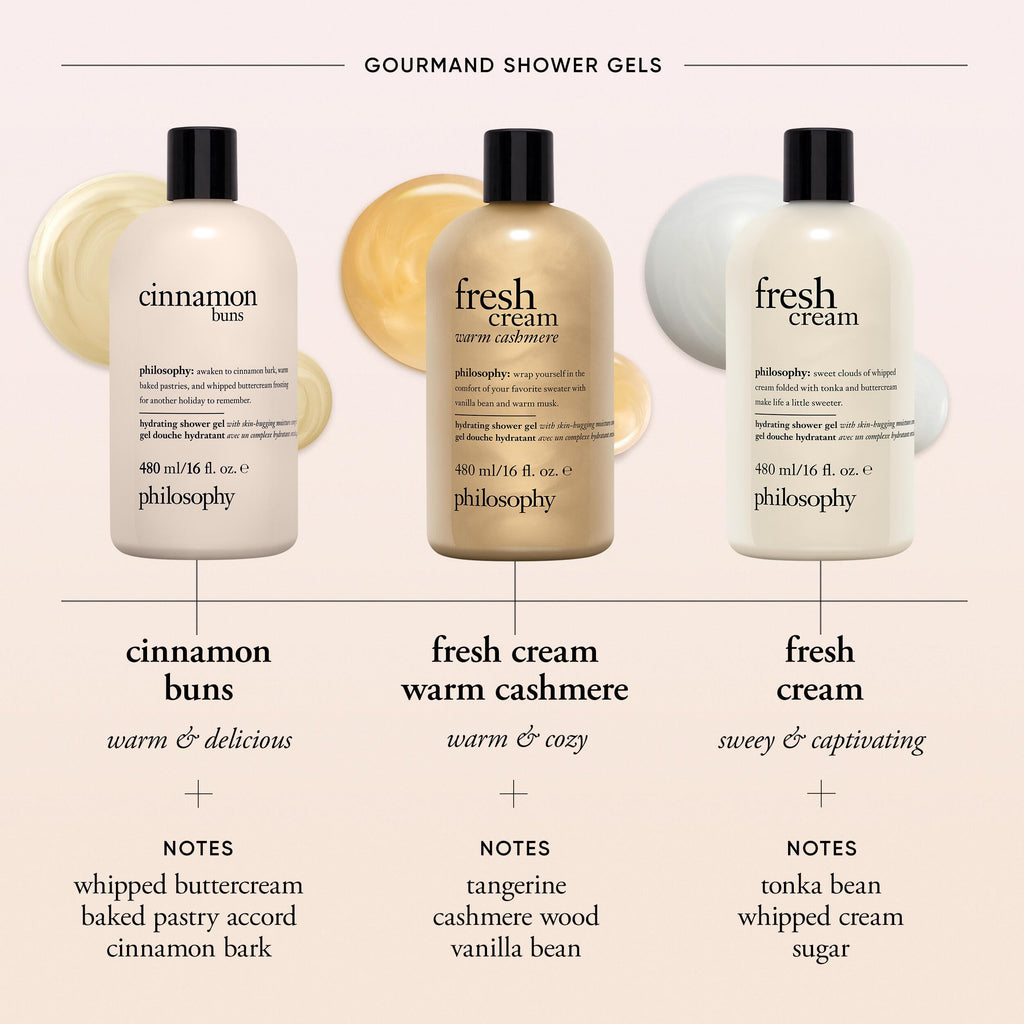 philosophy fresh cream warm cashmere hydrating shower gel – cozy vanilla scented body wash – with vanilla, tangerine & cashmere wood