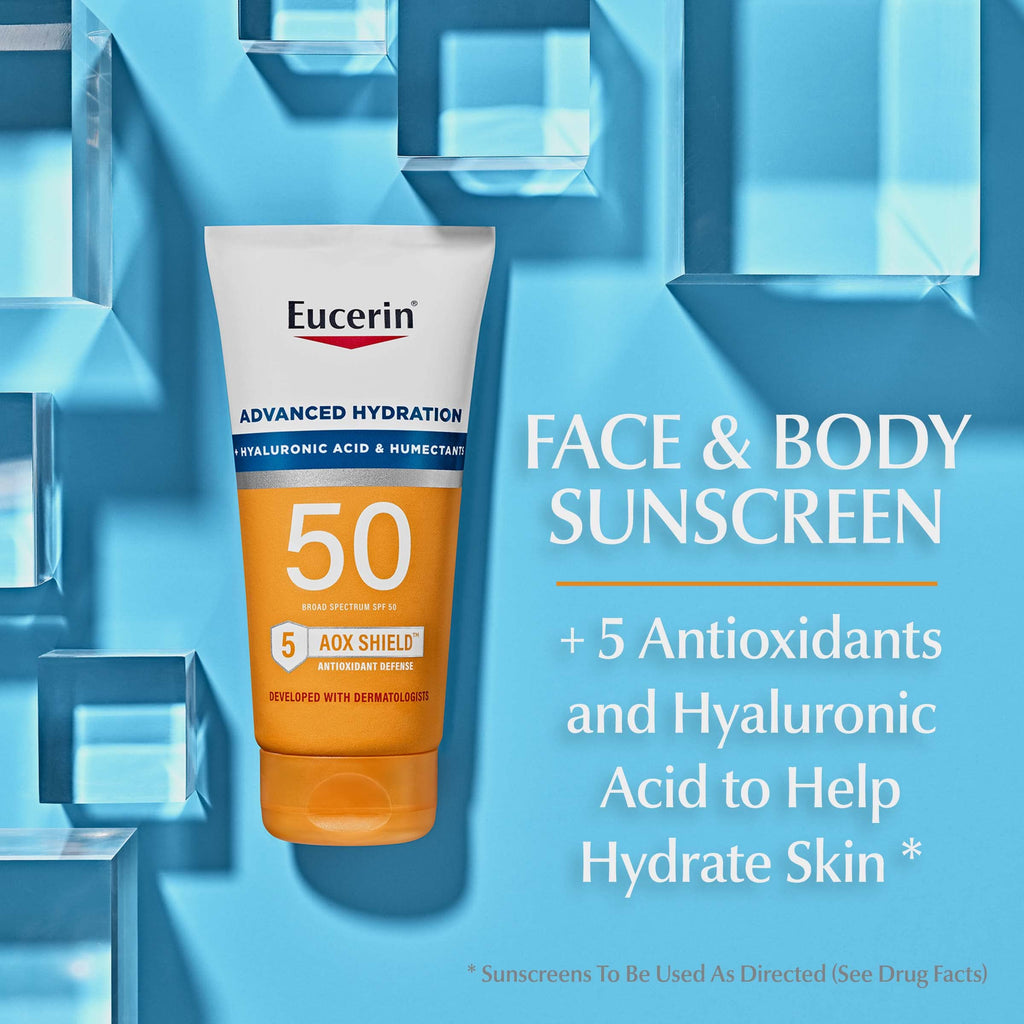 Eucerin Sun Sunscreen Lotion Bundle, SPF 50, Variety Pack, 2 Items