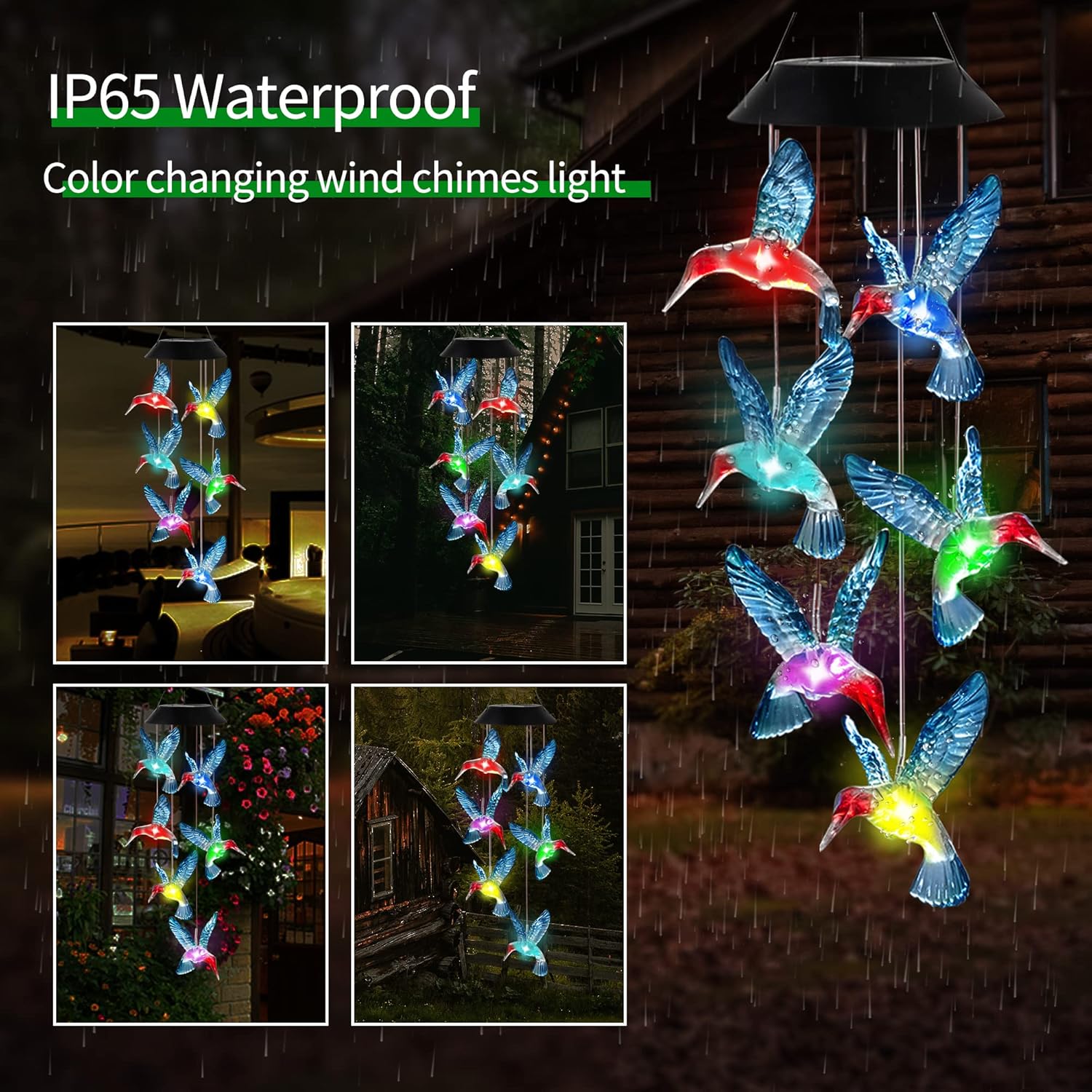 Buy now Hummingbird Solar Wind Chimes, OkayGoo Hummingbird Gift Outdoor Wind Chime Solar Lights Color Changing Night Lights Gifts for Mom Grandma Memorial Wind Chimes Christmas Decoration at indiglob india