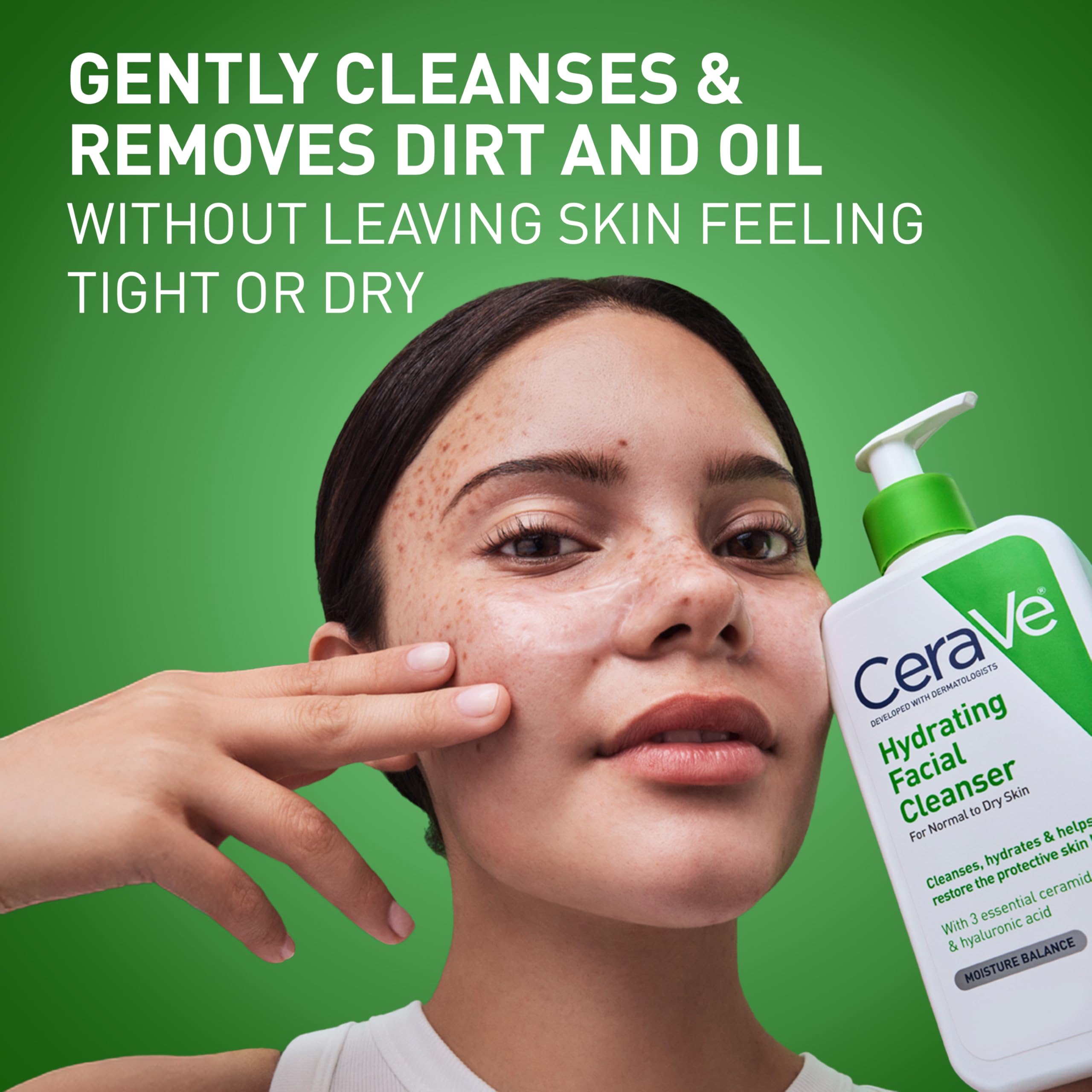 CeraVe Hydrating Cleanser with Hyaluronic Acid, Face Wash for Dry Skin,8oz | Skin Care For Men and Women, Daily Cleanser & Makeup Remover with Glycerin & Ceramides, National Eczema Association Certified