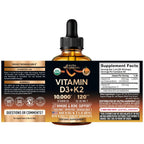 Vitamin D3 K2 USDA Organic Drops - Vitamin D3 10000 IU & K2 120mcg - 2 OZ | Immune & Mood Support, Bone & Teeth Health - Sugar-Free, Orange Flavor - Liquid Supplement for Men & Women - 60-Day Supply