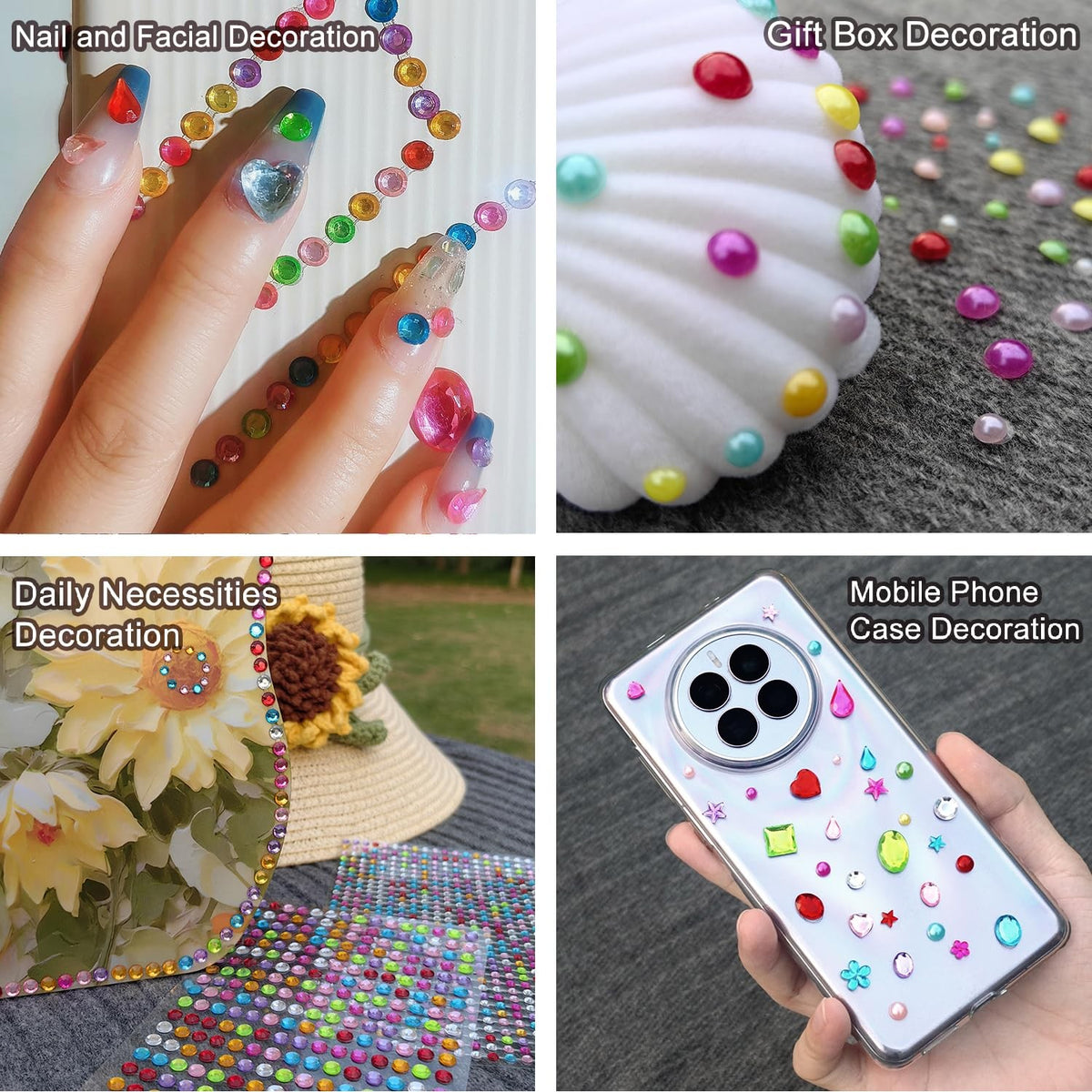3165pcs Gem Stickers Crystal Crafts - self-Adhesive Stickers, Sticker Earrings, Children's Craft Supplies, Stickers in Various Shapes and Sizes.