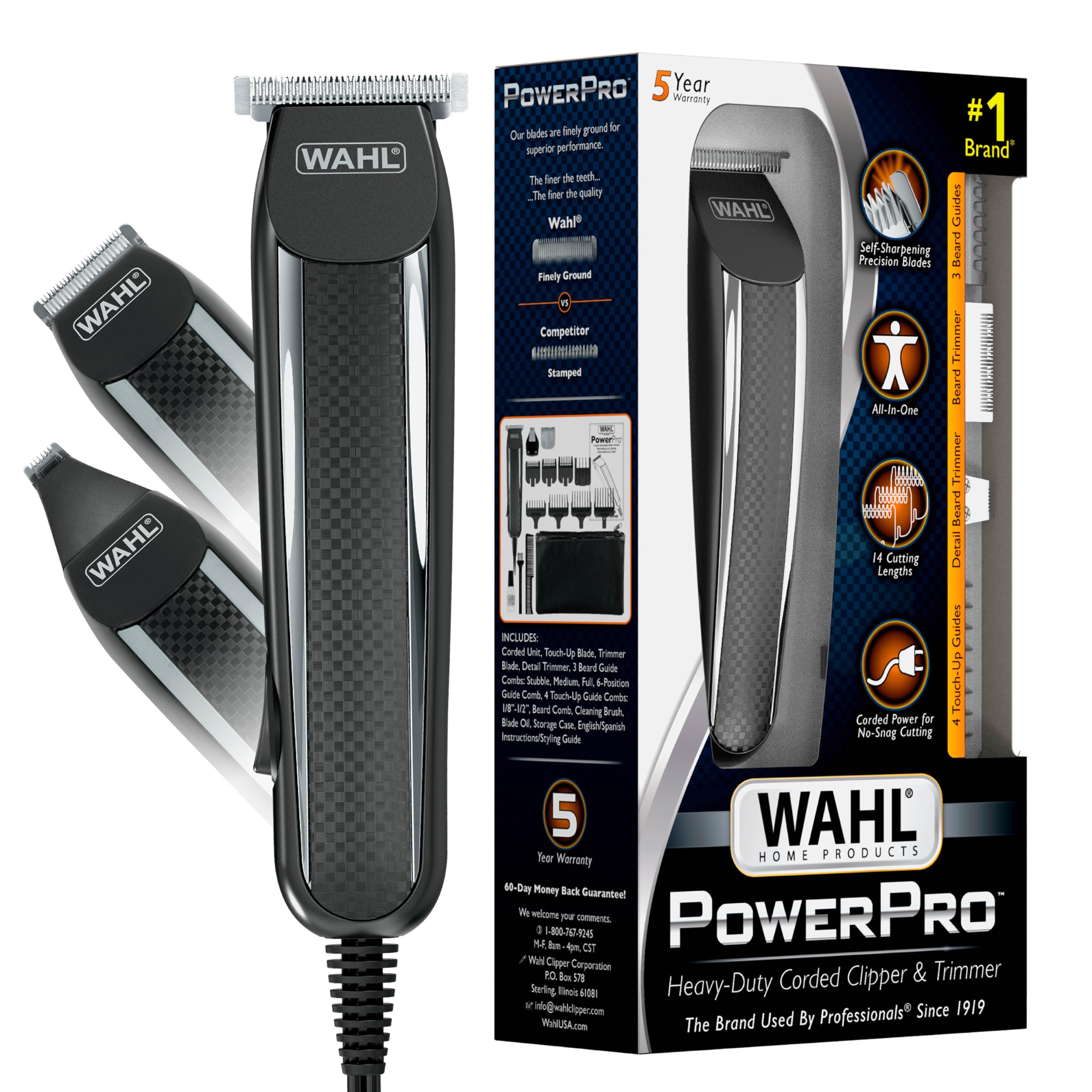 Buy now Wahl PowerPro Corded Detailer Trimmer Kit for Mens Grooming Æ’?? for Beard, Mustache, Stubble, Ear, Nose, & Body Grooming Æ’?? Model 9686 at indiglob india