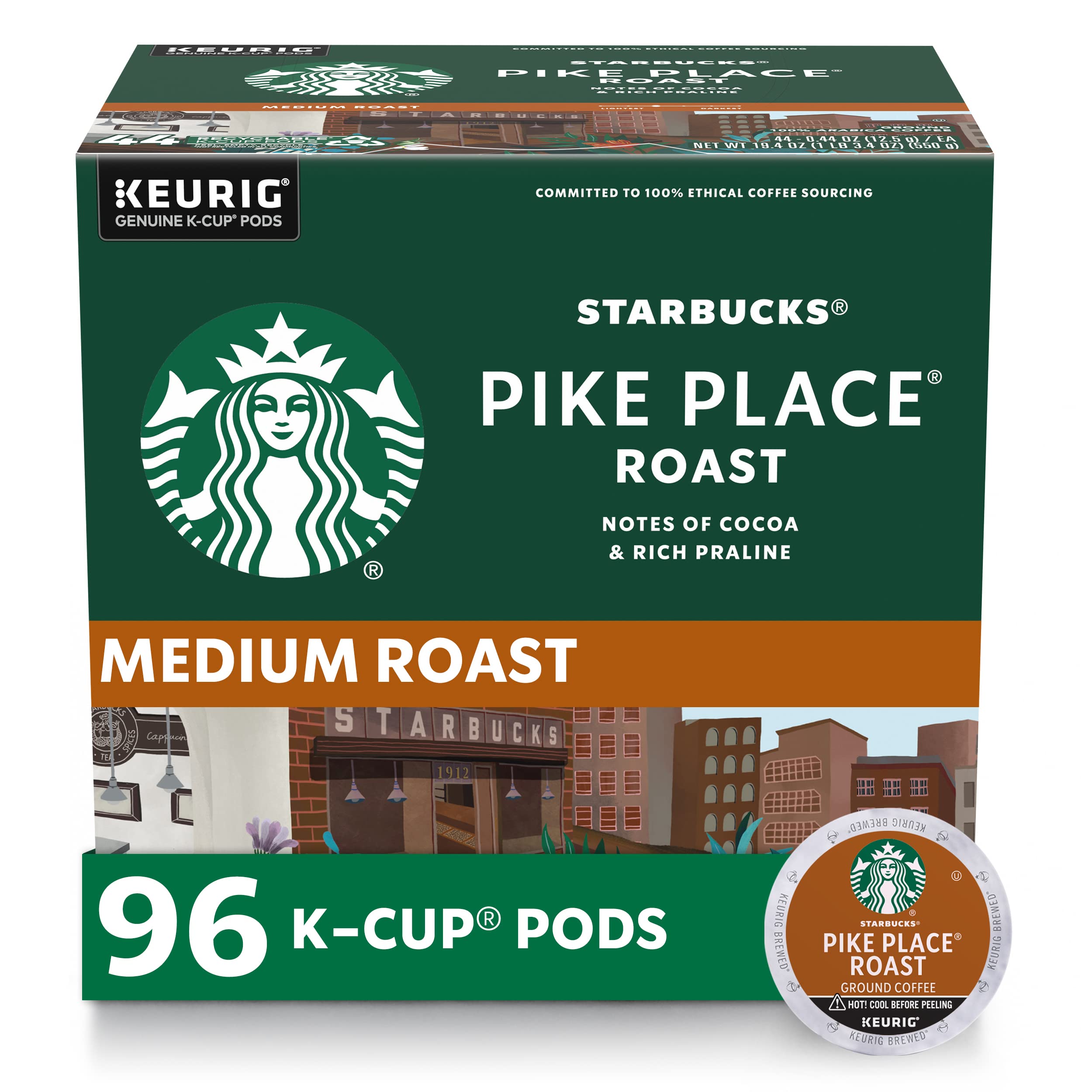 Buy now Starbucks K-Cup Coffee Pods, Medium Roast Hot or Iced Coffee, Pike Place Roast, 96 Keurig Pods Pike Place 24 Count (Pack of 4) at indiglob india