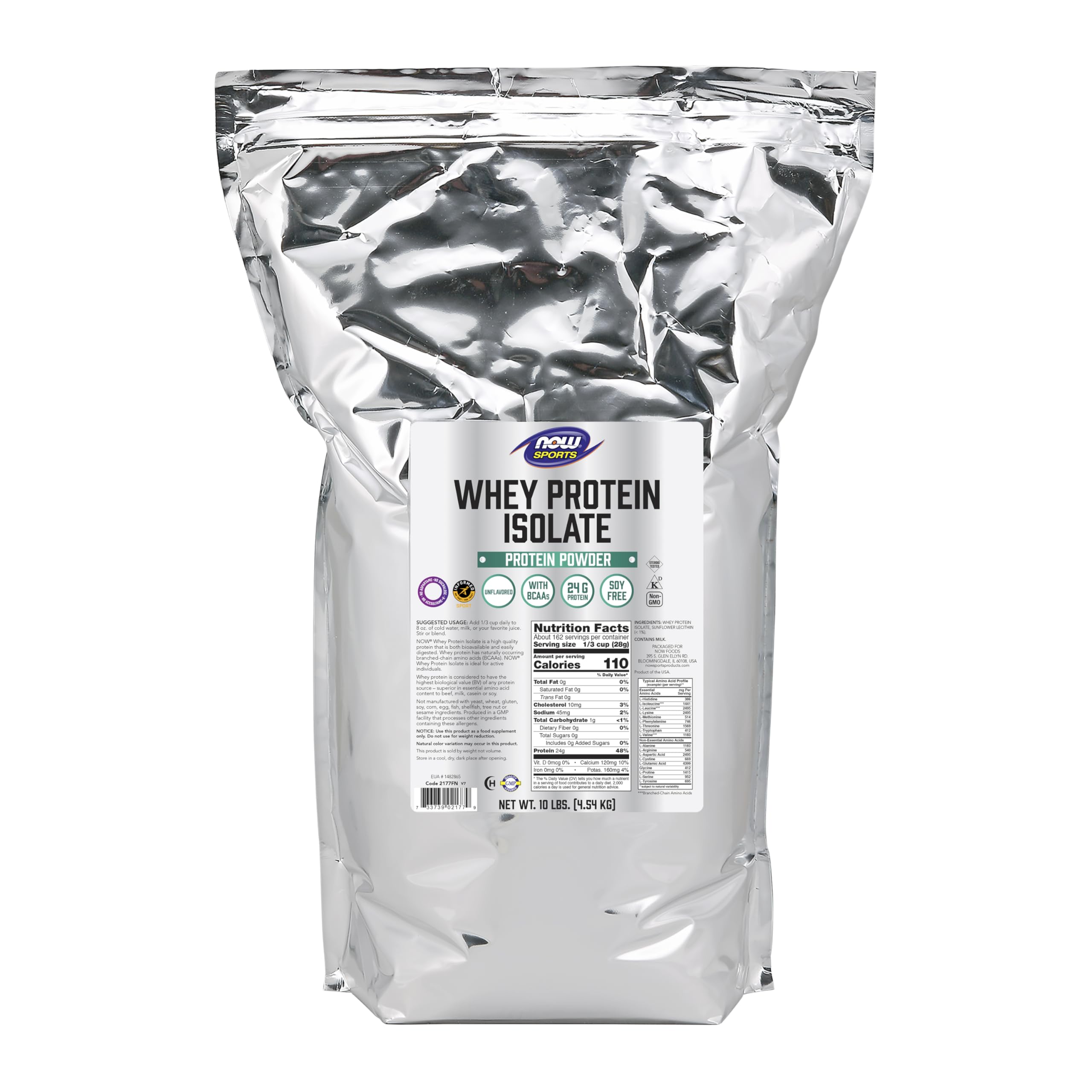 Buy now NOW Foods Sports Nutrition, Whey Protein Isolate, 25 g With BCAAs, Unflavored Powder, 10-Pound at indiglob india