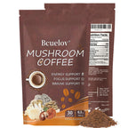 Mushroom Coffee, Instant Mushroom Coffee Powder with 6 Adaptogenic Mushrooms (Cordyceps, Lion’s Mane, Shiitake, Turkey Tail) and MCT Oil for Better Energy, Focus, Immune Support - 30 Servings