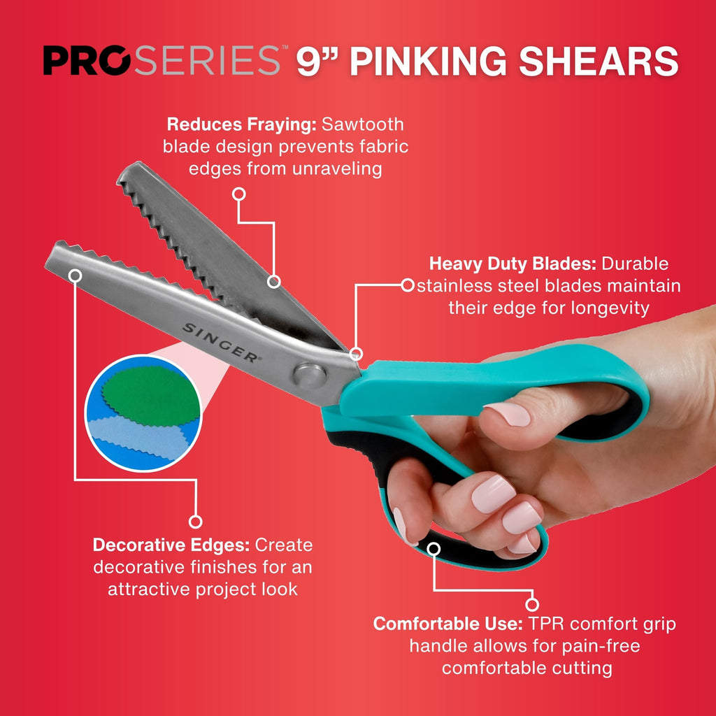 Buy now SINGER ProSeries 9" Pinking Shears - Heavy-Duty Stainless Steel - Zigzag Cut for No-Fray Fabric, Sewing & Craft Edging at indiglob india