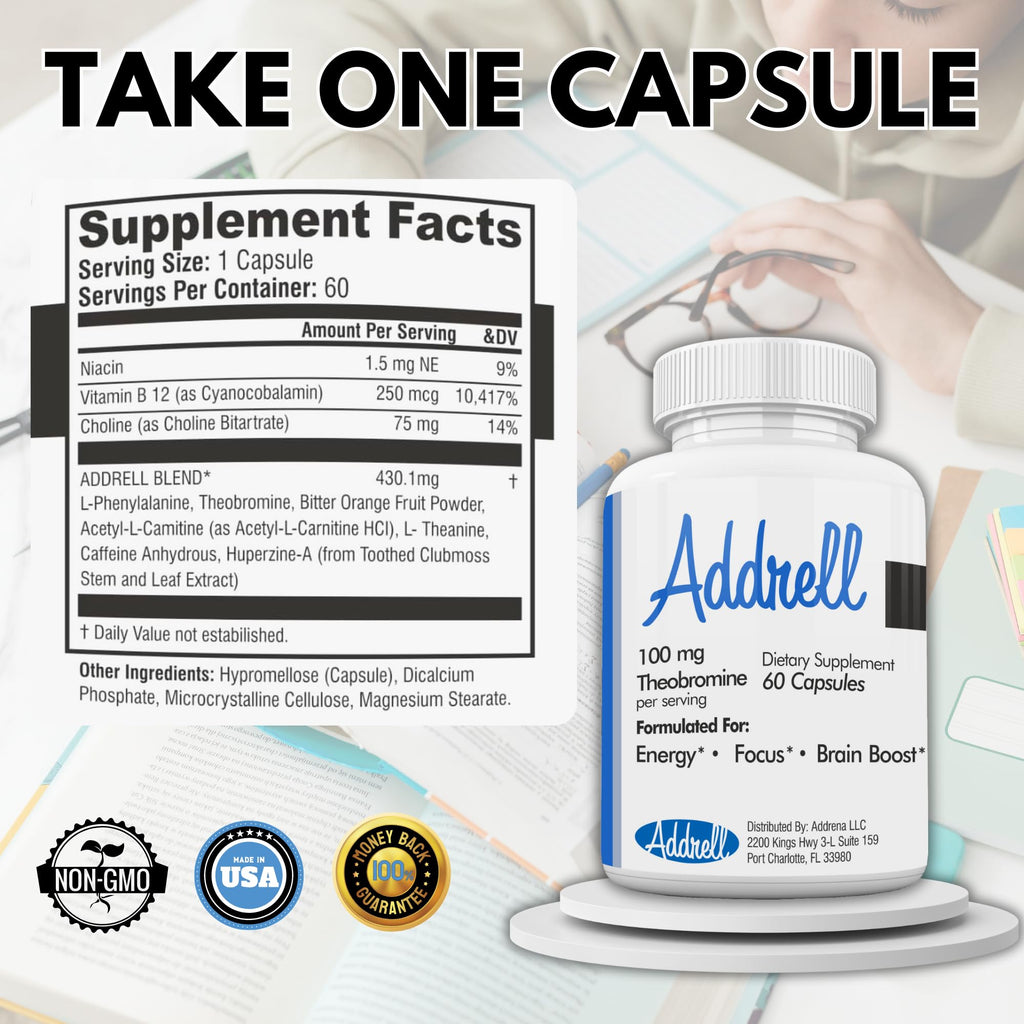 Addrell Energy Stimulant Pills- Natural Brain Alternative Adults