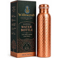 99.97% Pure Copper Water Bottle 34oz/1000ml, Handmade Hammered Copper Bottle, Ayurvedic Drinking Water Vessel, Heavy Duty & Leak-Proof