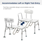 Drive Medical Splash Defense Tub Transfer Bench, Adjustable Height, White