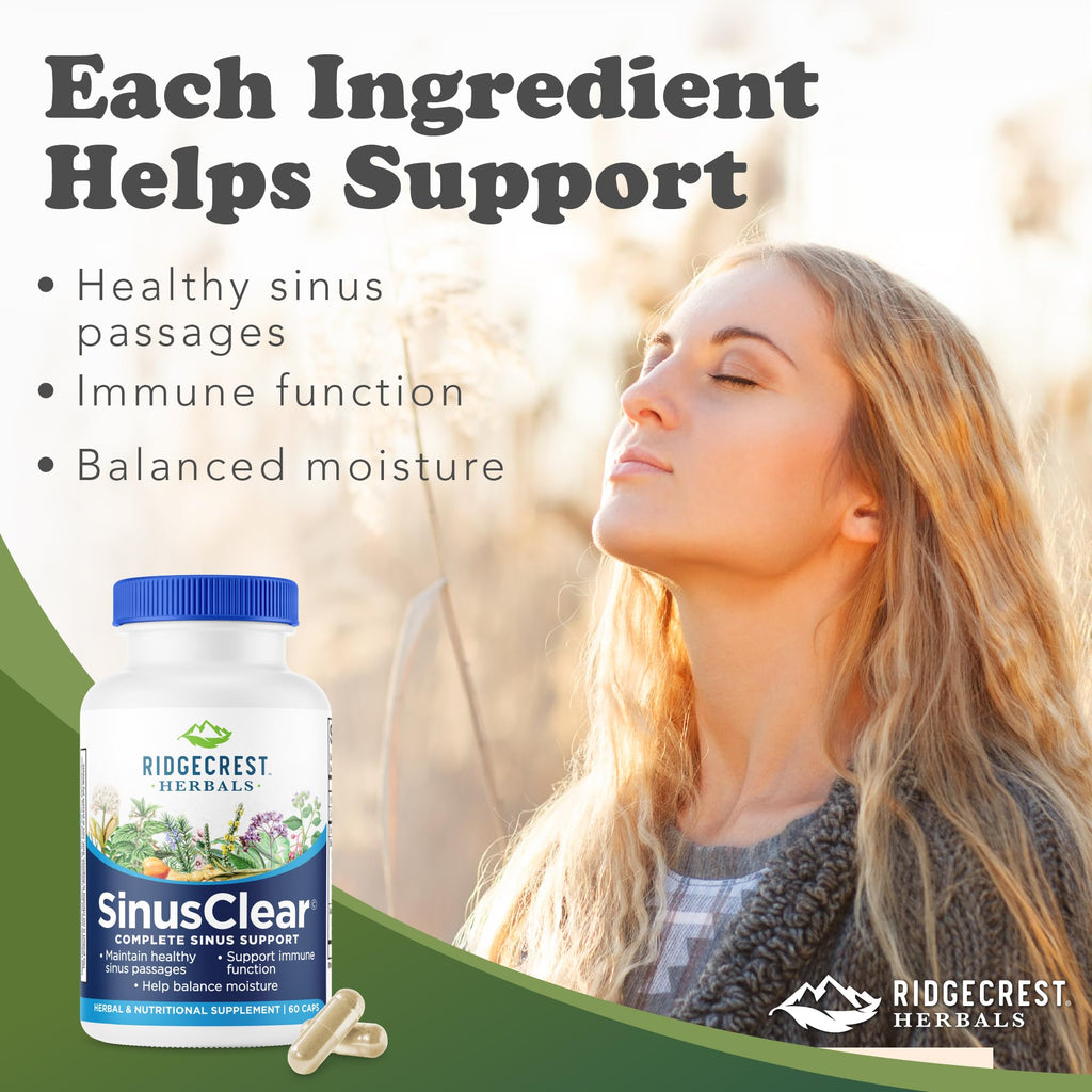 RidgeCrest Herbals SinusClear Mullein Sinus, Nasal and Immune Support 60 Ct