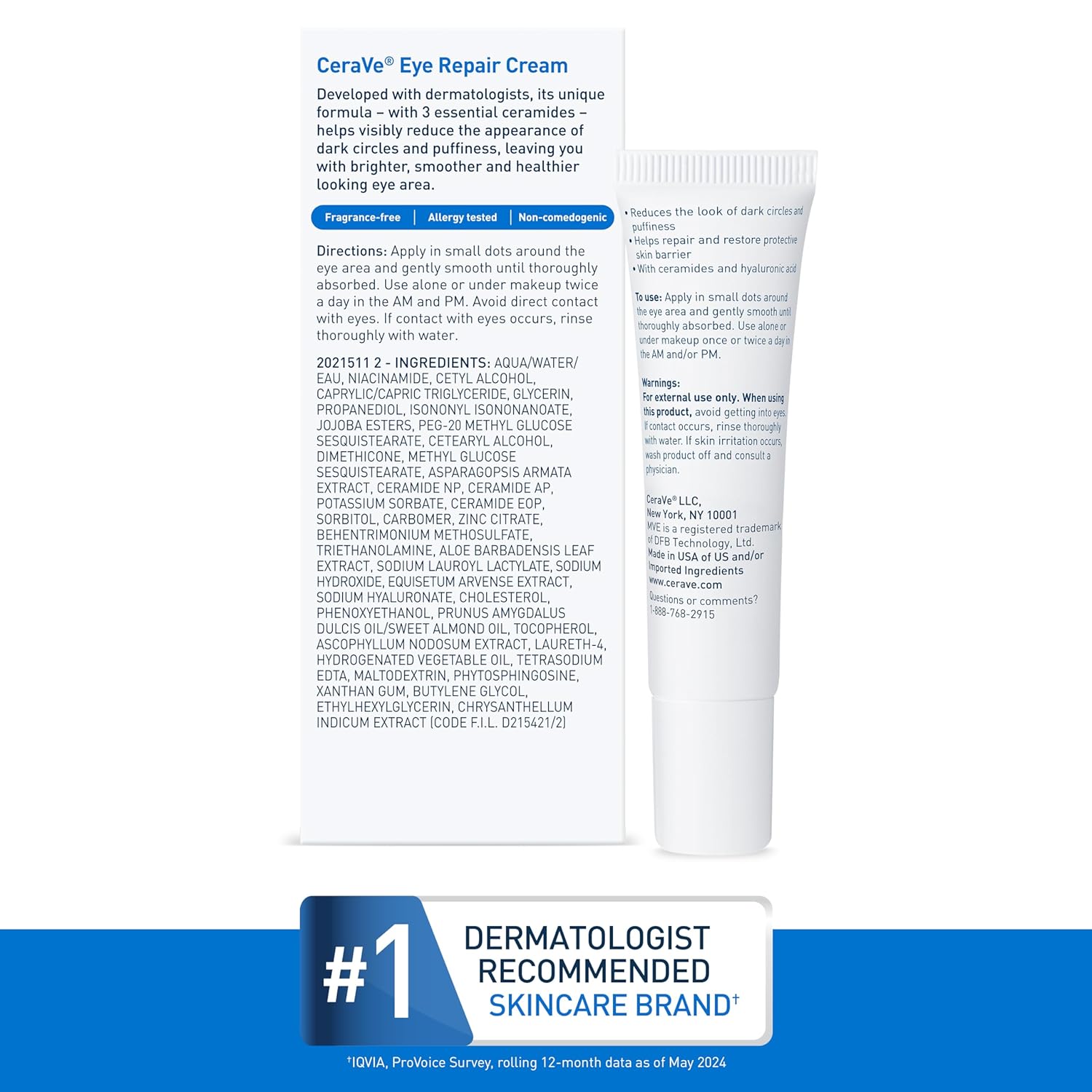 Buy now CeraVe Eye Repair Cream, Under Eye Cream For Puffiness And Bags Under Eyes, Hyaluronic Acid + Niacinamide + Marine Botanical Complex, Oil Free & Opthalmologist Tested at indiglob india