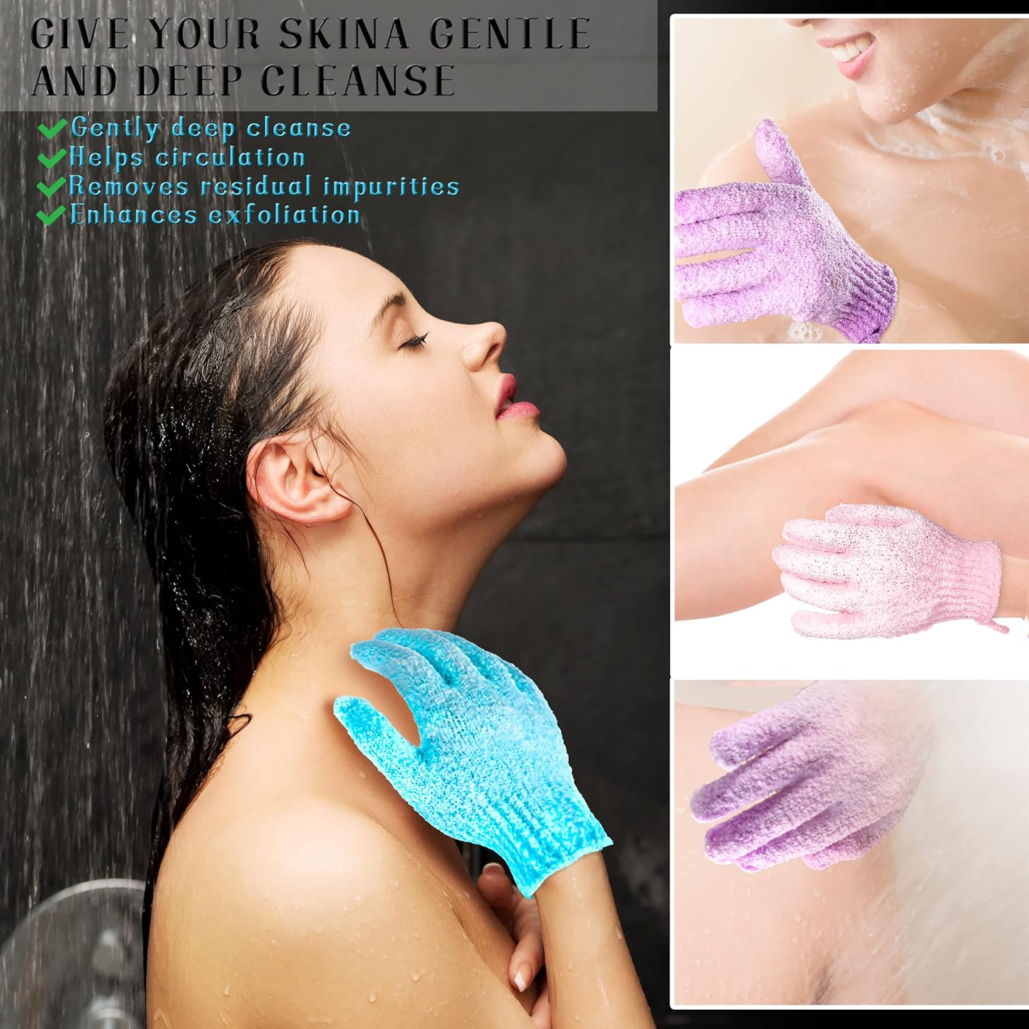 Buy now Shower Gloves,24 Pcs Exfoliating Bath Gloves,Body Scrub Gloves with Hanging Loop for Beauty Spa Massage Skin Shower Body Scrubber-12 Colors at indiglob india