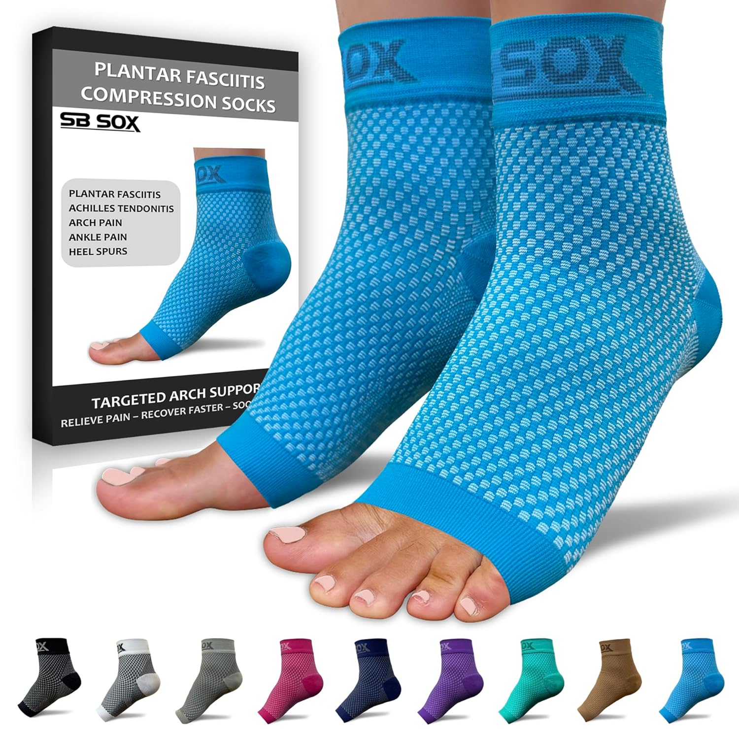 Buy now SB SOX Plantar Fasciitis Relief Socks â€“ Ankle Brace Compression Sleeve â€“ Arch Support for Foot Pain, Swelling, Heel Spurs â€“ Foot Brace for Achilles Tendonitis Relief, Injury Recovery (Blue, Medium) Medium Blue at indiglob india