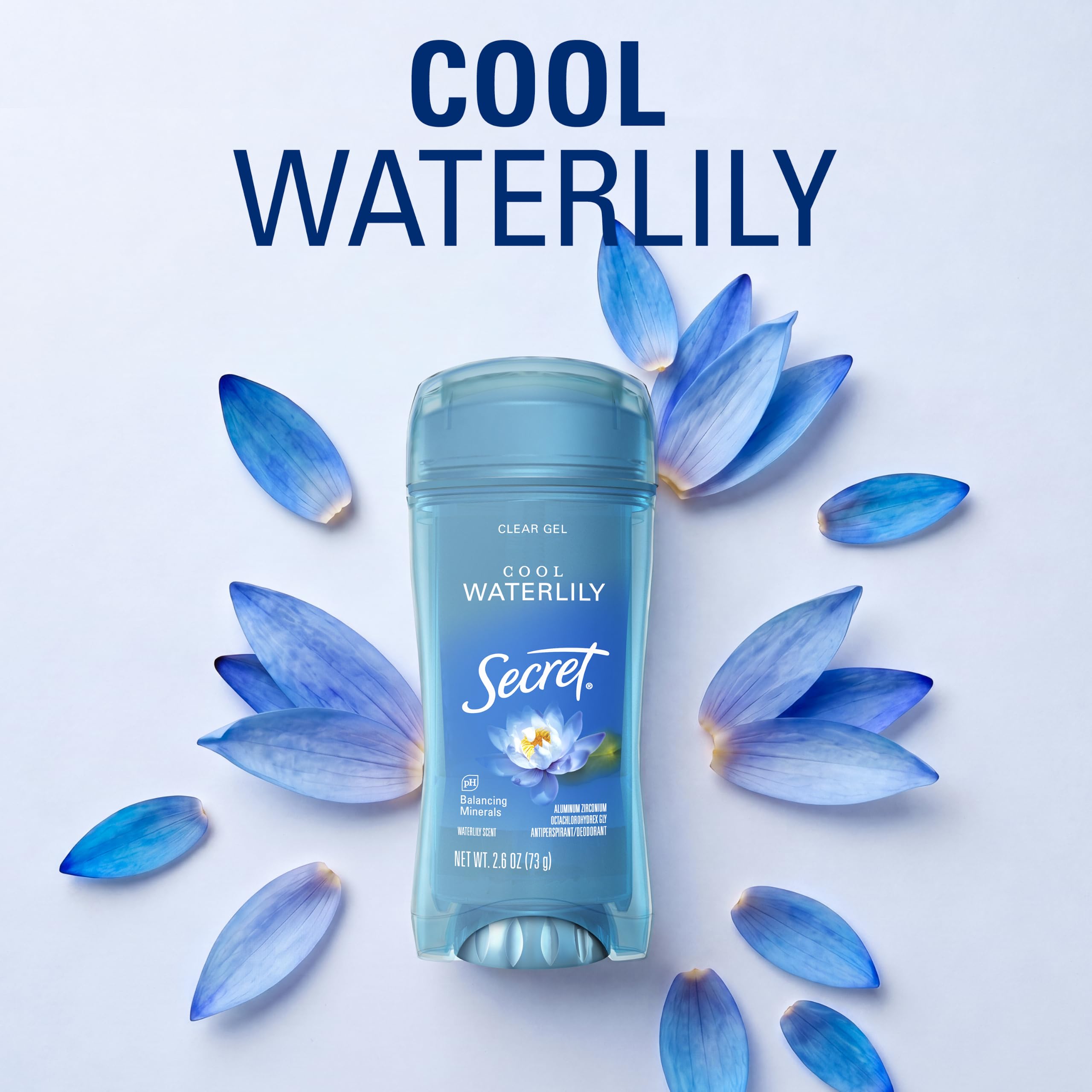 Secret Fresh Antiperspirant Deodorant for Women, 72hr Breathable Sweat & Odor Protection, Instant Freshness & Gentle, PH Balancing Minerals, Clear Gel, Cool Waterlily Scent, 2.6 oz (Pack of 3)