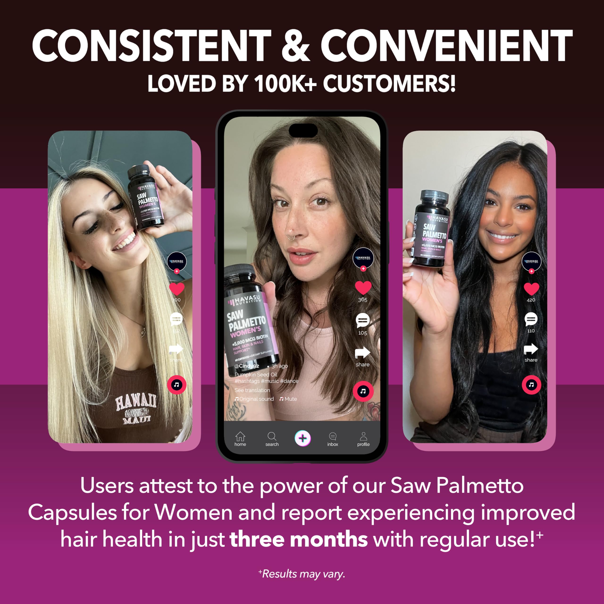 Saw Palmetto for Women with Bitoin 5000mcg Per Serving, 60-Day Supply | Vegan, Non-GMO DHT Blocker for Women for Hair, Skin and Nails, Saw Palmetto Extract with Biotin for Thicker Looking Hair