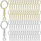 Teenitor 120 Pcs Key Chain Rings, Split Key Ring with Keychain Chain & Small Jump Ring, 60 Sets Key Chain Making Kit Metal Key Rings for Crafts, DIY Keychains, Silver & Gold