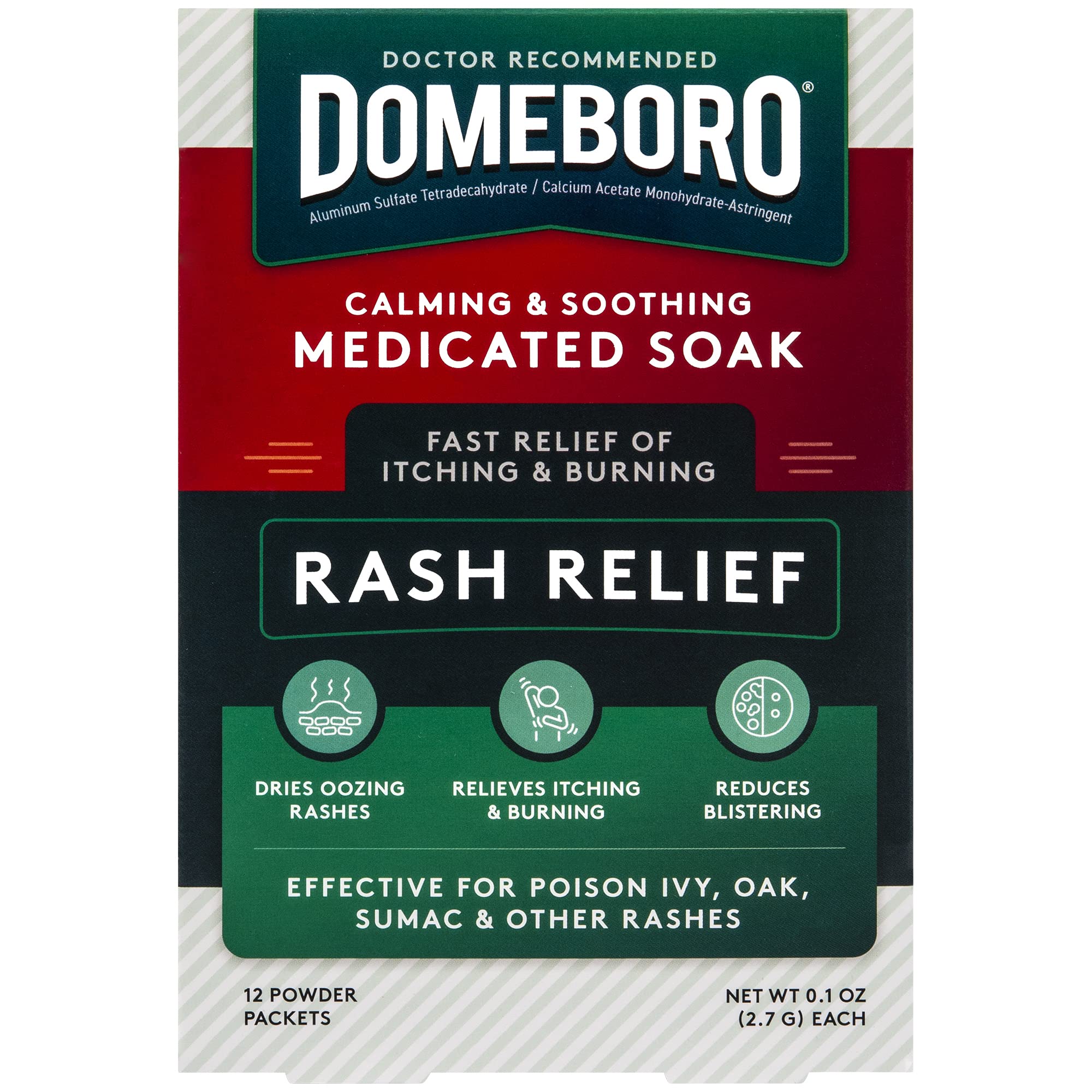 Buy now Domeboro Medicated Soak Rash Relief (Burowâ€™s Solution), 12 Count (Pack of 1) - Packaging May Vary at indiglob india