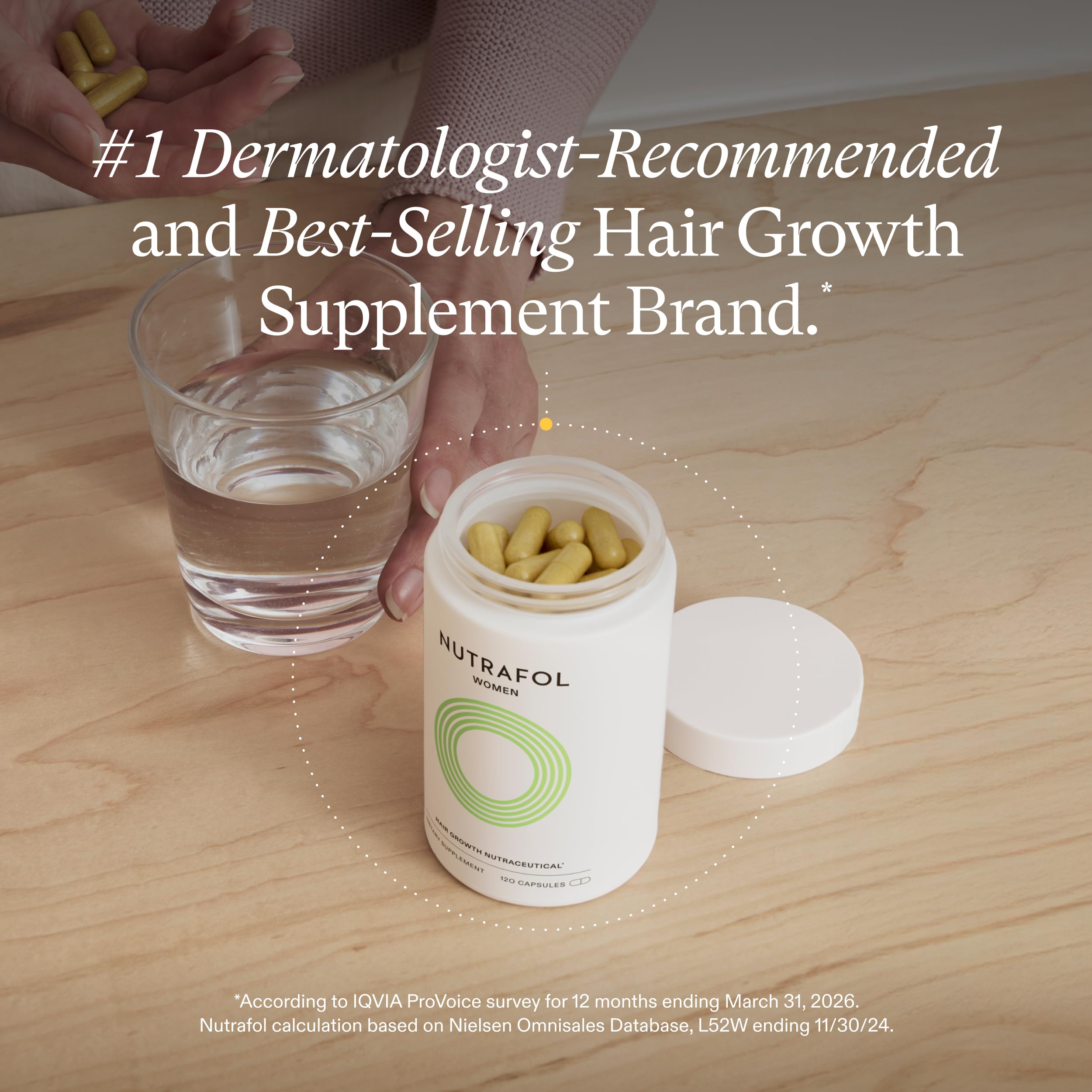 Nutrafol Women Hair Growth Supplements, Ages 18-44, 1-Month Bottle | #1 Dermatologist-Recommended Hair Growth Supplement Brand, Clinically Tested for Visibly Thicker Hair and Scalp Coverage