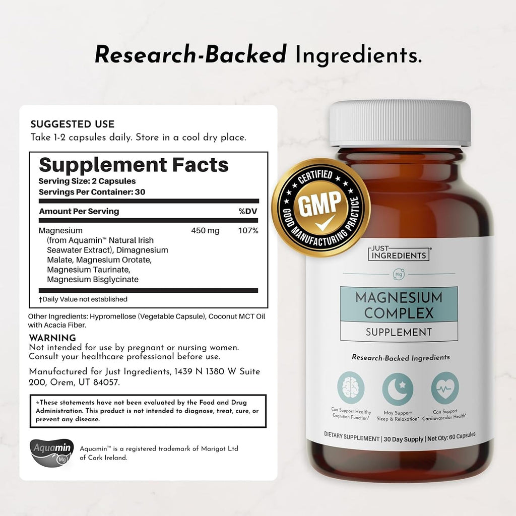 JUST INGREDIENTS Magnesium Complex - 5 Forms Sleep & Mood - 60 Capsules