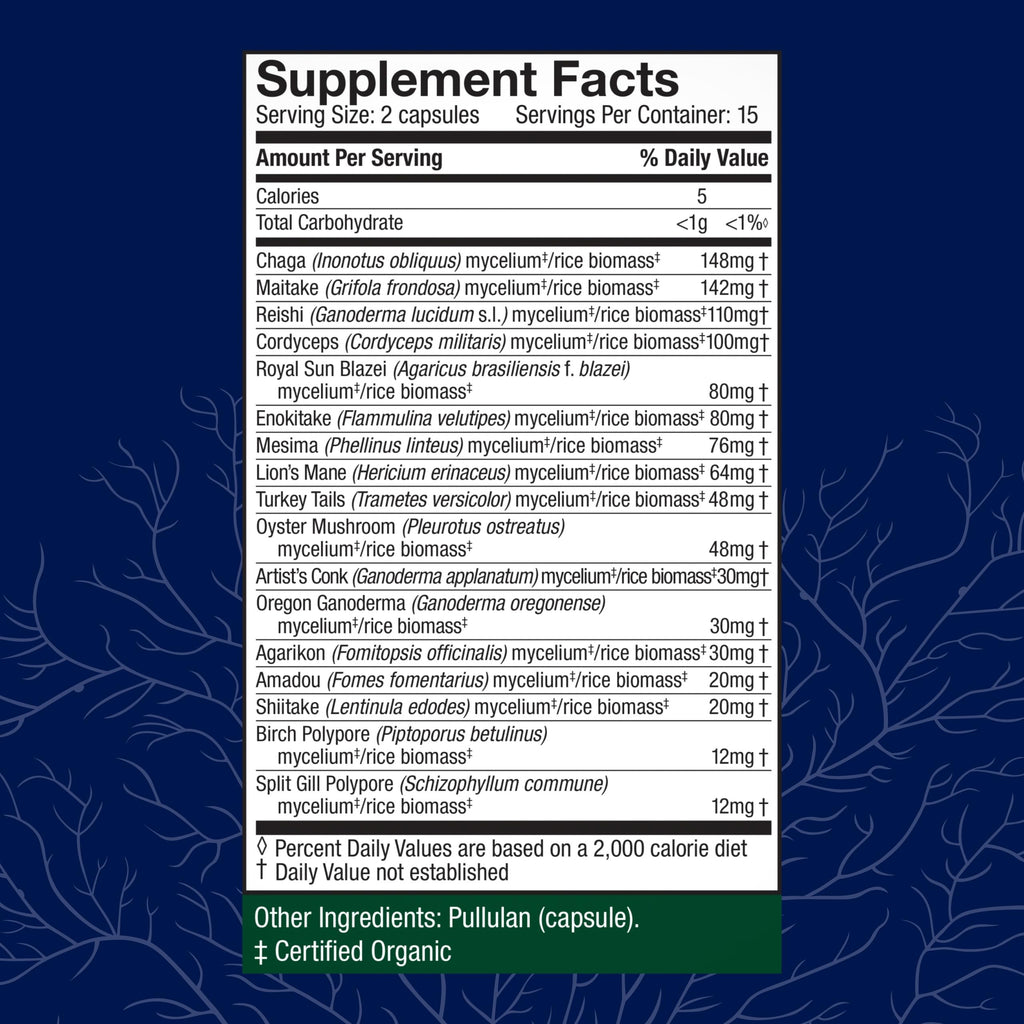 Host Defense MyCommunity Capsules, Immune Support, 30 Capsules | 17 Species Blend Organic Mushroom for Immune Support, 15 Servings