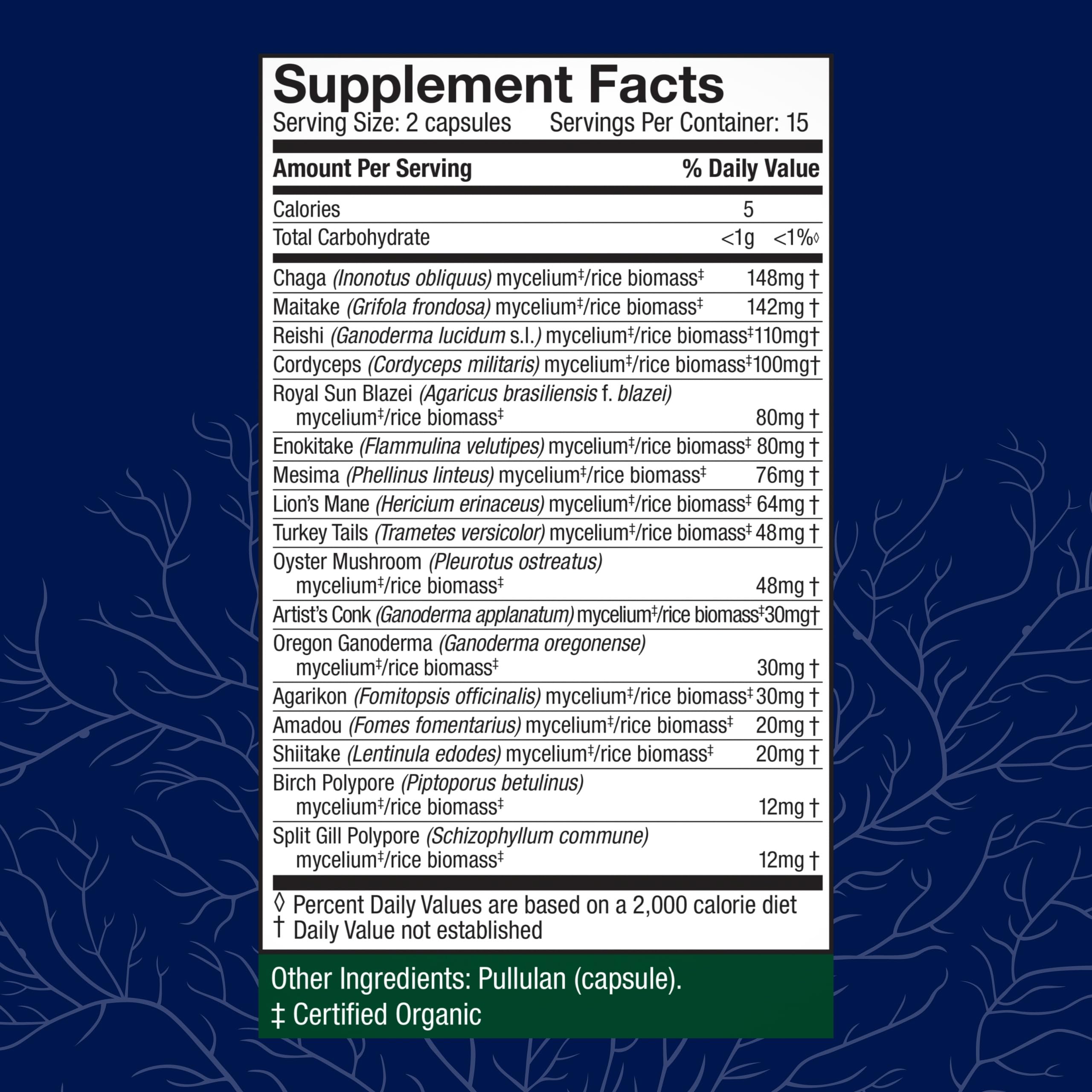 Host Defense MyCommunity Capsules, Immune Support, 30 Capsules | 17 Species Blend Organic Mushroom for Immune Support, 15 Servings