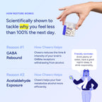 Cheers Restore | Supplement with DHM, L-Cysteine, Milk Thistle | 36 Doses | After Alcohol Aid, Feel Better After Drinking, Support Your Liver, DHM, L-Cysteine, Milk Thistle, Prickly Pear