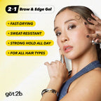 got2b Glued Brow Gel & Edge Control, Strong Hold, Clear, 0.54 Fl Oz | Tames brows and flyaways, Sweat-resistant with castor oil, Quick-dry formula, Vegan formula, Dual-sided brush