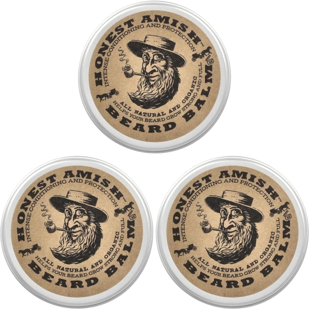 Honest Amish Beard Balm Leave-in Conditioner - Made with only Natural and Organic Ingredients - 2 Ounce Tin | Shea Butter, Coconut Oil & Argan Oil Blend Softens and Conditions for Smoother Daily Beard Styling