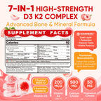 Vitamin D3 K2 Gummies 5000IU / 10,000 IU with 500mg Calcium + K2 (MK-7), Magnesium, Vitamin C & Zinc, For GLP-1 Users, Extra Strength - Ultimate Absorption for Bones, Muscles & Teeth, Vegan, 60Count